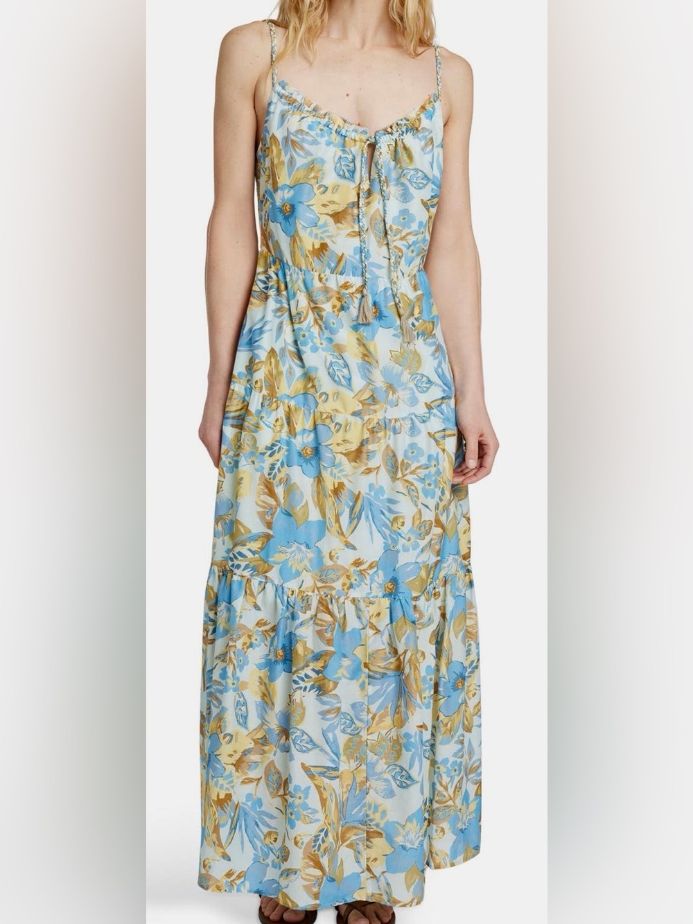 Brand New FAHERTY Sun Chaser Tiered Maxi Sun Dress Size Medium Retail $328